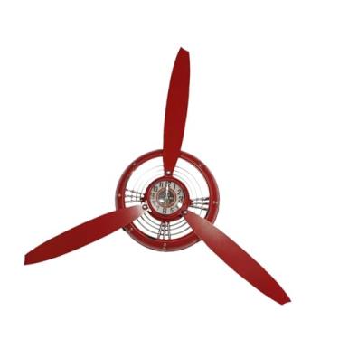 Imagem de IEUDNS Decoração de parede de hélice do avião Design vintage, Vermelho