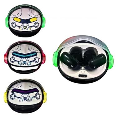 Imagem de Fone de Ouvido Bluetooth Eletros, LED RGB, Design Dupla Face, Bateria 30mAh (Robo Branco)