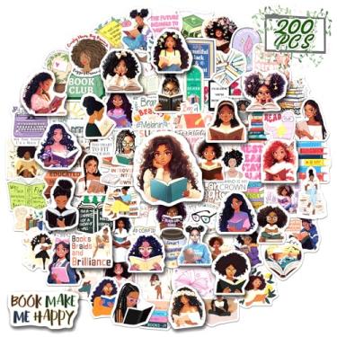 Imagem de WAKEMOODEI 200 peças de adesivos de livros para meninas negras, adesivos de leitura de livros de mulher negra, adesivos de leitura para laptop, quadro de visão, diário, garrafa de água, presentes para