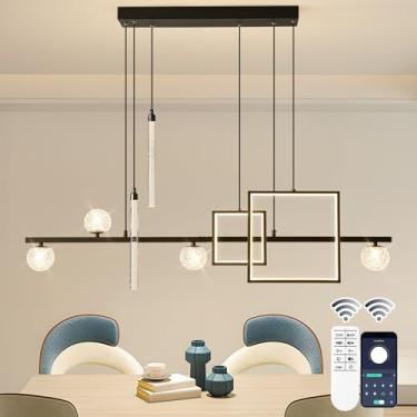 Imagem de ORANOOR Luminárias Pendentes Led Modernas, Lustre Led Linear Regulável De 47 Pol., Luminárias Suspensas Quadradas Pretas E Douradas Para Sala De Jantar, Luminária Pendente Globo Para Ilha De Cozinha