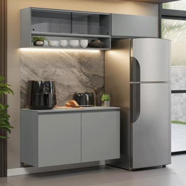 Imagem de Armário de Cozinha Compacta Suspenso 200cm Cinza Nice Madesa XA08, Cin