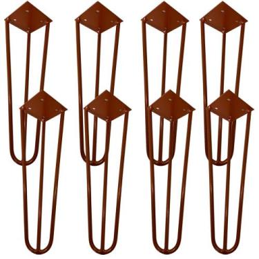 Imagem de Kit 08 Pés de Ferro Aço Hairpin Legs 45 cm Bronze A01 Sofá Móveis Mesa