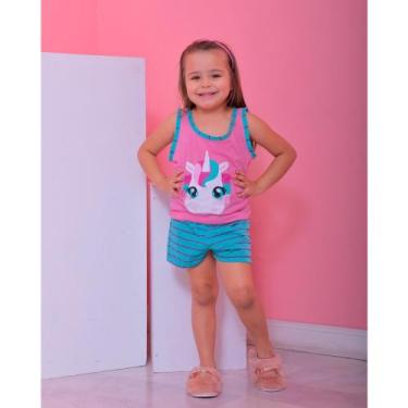 Imagem de Pijama Infantil Menina Regata Estampado Baby doll de Verão sem Manga e