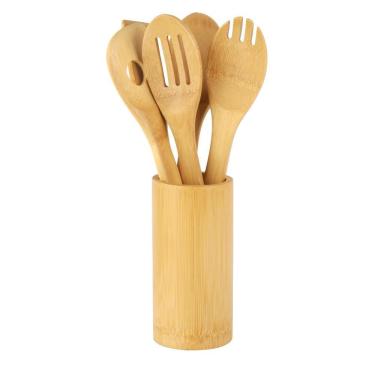 Imagem de Jogo de Colheres de Bambu com Suporte 5 Peças - A\CASA