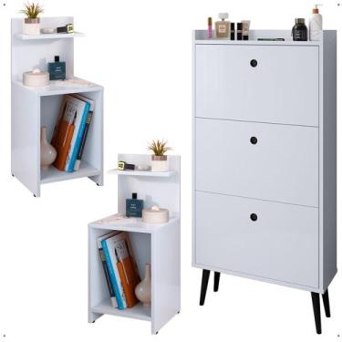 Imagem de Kit Quarto 2 Mesas Cabeceira Mesinha Fantasy Lateral Cama Sapateira Ve