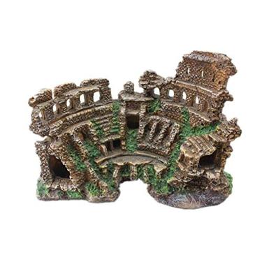 Imagem de Ruínas do Templo Romano Decoração de Aquário Coluna Romana Arquitetura Romana Modelo Decoração Escultura Estátua Artesanato em Resina