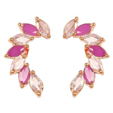 Imagem de Touchstone Brincos de pérola sintética de zircônia cúbica CZ com corte redondo oval de diamante sintético banhado a ouro e branco e dourado, Zircônia cúbica, Sem Pedra Preciosa