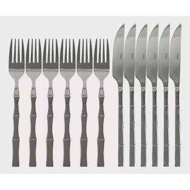 Imagem de Faqueiro 12 Peças Aço Inox Modelo Bambu Elegant - Lyor.