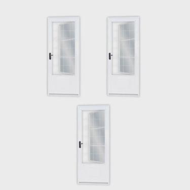 Imagem de Kit com 3 Portas de Aço Postigo 215x85cm com Grade Quadrada Minas Sul mgm Branco