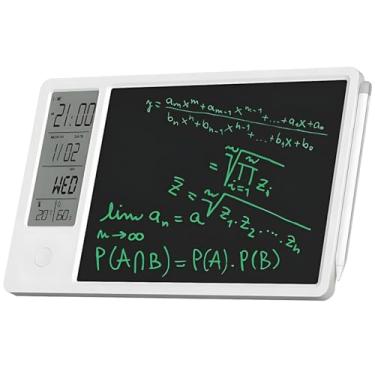 Imagem de Agenda digital eletrônica para tablet com visor de umidade e temperatura do dia, calendário eletrônico multifuncional para escritório, estudante, casa, trabalho (branco)
