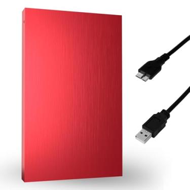 Imagem de Disco rígido externo de 1 TB HDD de 2,5 polegadas, armazenamento de dados externo, tamanho de bolso, disco rígido de backup USB 3.0, compatível com PC, Mac, laptop, PS3, PS4 - vermelho