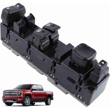 Imagem de ZZDSNJ 15883318 Interruptor de janela principal do lado do motorista dianteiro sem ícone dobrável compatível com Chevrolet Silverado 2003-2007, GMC Sierra Replace# 920-023, DWS-226