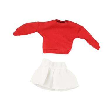 Imagem de Dynwave 1/12 Pullover de manga longa e saia Drop Top Top Casual Flet Fort Costume para 6 polegadas Figuras de ação Acessório de roupas , Top Vermelho