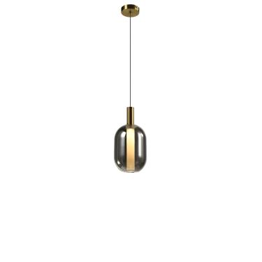 Imagem de PENDENTE SPIA MODERNO EM LED DOURADO E VIDRO FUMÊ Ø13x26CM