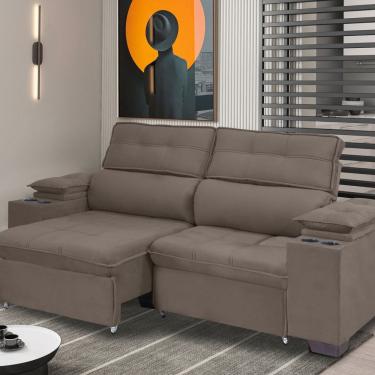 Imagem de Sofá Manaus 230 Cm Retrátil e Reclinável Cappuccino