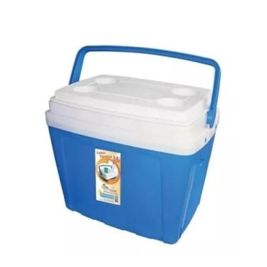 Imagem de Caixa Térmica Antares, 34 Litros, Azul, com Alça para Praia e Pesca