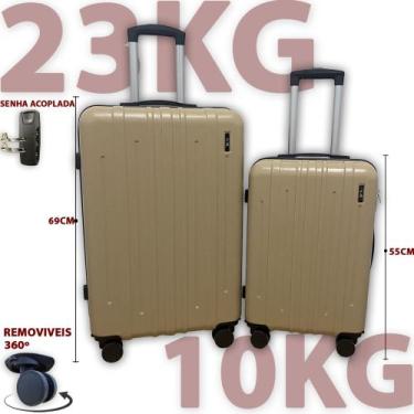 Imagem de Kit 2 Malas de viagem 23kg e 10kg ABS conjunto bordo + despacho com ro