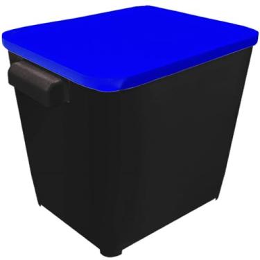 Imagem de Caixa Porta Ração Container de Plástico com Tampa, Preto e Azul, Grande Capacidade para Armazenamento 6KG Furacao