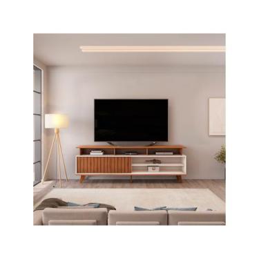 Imagem de Rack para TV até 70" 1 Porta DJ Móveis Flow, Freijó e Off White