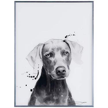 Imagem de Empire Art Direct Arte de parede para cães de estimação Weimaraner em preto e branco, moldura anodizada de bronze contemporânea, pronta para pendurar, sala de estar, quarto e escritório, 45,7 cm x 2,5 cm x 24 cm