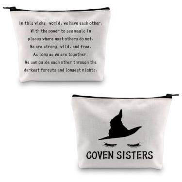 Imagem de MBMSO Bolsa de maquiagem de bruxa, presentes de irmãs, bolsa de cosméticos de bruxa, presente de amigo de bruxa, presentes de Halloween (bolsa Coven Sisters), Bolsa Coven Sisters