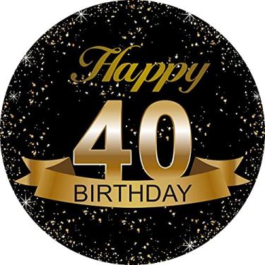 Imagem de Adesivos de lembrancinha de festa de aniversário de 40 anos preto e dourado - 5 polegadas - 50 etiquetas