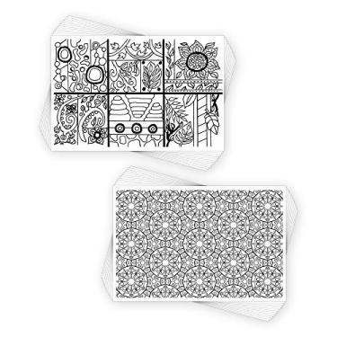 Imagem de Colorpockit 4x6 postcard Coloring Book Card Decks with Pattern Magic and Shape Synergy. Refills complete portable coloring kit. Contains two 12-card coloring decks.