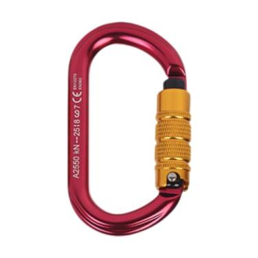 Imagem de Pegciuho Mosquetão para serviço pesado em forma de D, gancho de mosquetão com trava para escalada em, Vermelho