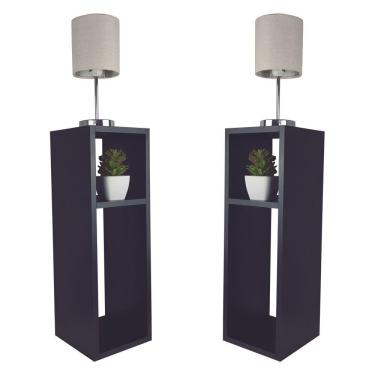 Imagem de Kit 2 Mesa De Cabeceira Preto Cama Solteiro Quarto Sala 20Cm