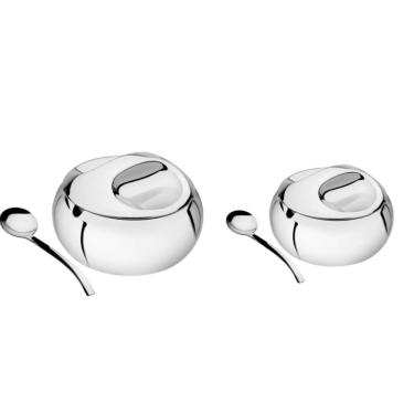 Imagem de Kit Para Farinha E Açucar Tramontina Service Em Aço Inox 14 Cm 2 Peças