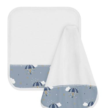 Imagem de Toalhinha De Boca Tecebem Baby Malha 02 Peças Kinder Zoe 30cmx34cm Cinza