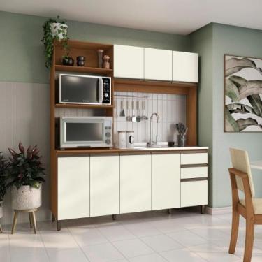 Imagem de Cozinha Compacta Luna com Cuba de Pia Kappesberg 3 Peças Canela/Off Wh