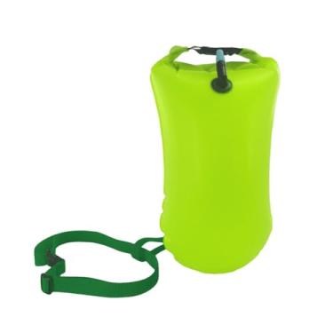Imagem de Vaveren Boia de natação, boia de natação, bolha de natação, cinto ajustável removível, bolsa de equipamentos para nadadores em águas abertas, treinamento de, Amarelo Verde