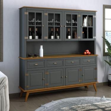 Imagem de Arca Oratório Cristaleira Madeira 8 Portas 4 Gavetas New Veneza Cinza