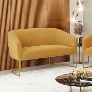 Imagem de Sofá 2 Lugares Namoradeira Industrial Dourado Stella Bouclê D03 - D'rossi Mostarda