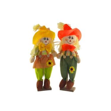 Imagem de Casal Espantalho De Palha Enfeite Decoração Festa Junina Caipira Giras