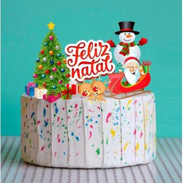 Imagem de Topper Bolo Enfeite Topo De Bolo Varios Temas Feliz Natal - Nicolados,