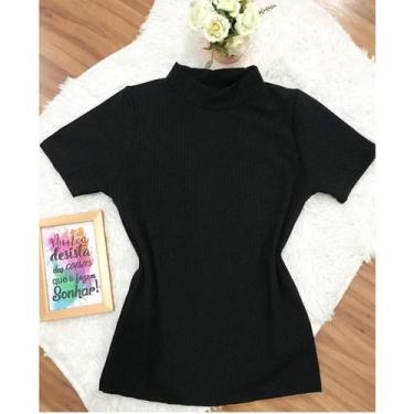 Imagem de Blusa feminina   gola alta malha canelada moda - Filó Modas, p, Mostar
