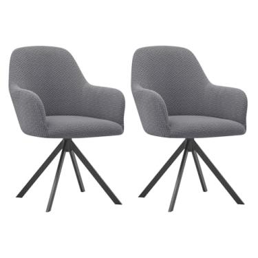 Imagem de Lzyjckh Capa elástica para cadeira de jantar com braços, Protetor para poltrona giratória, Capa para cadeira de escritório, Para penteadeira, sala de estar, quarto,Dark gray,2PCS
