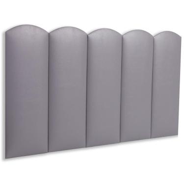 Imagem de Cabeceira Solteiro Kit 5 Placas Modelo Nuvem - Courino Cinza