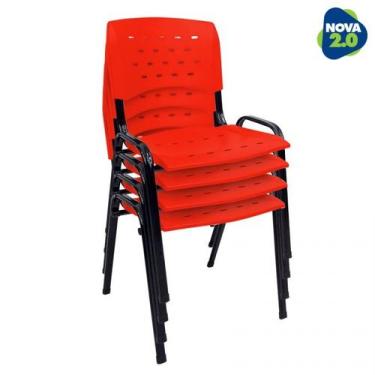 Imagem de Kit 4 Cadeiras de Plástico Polipropileno LG flex Reforçada Empilhável 