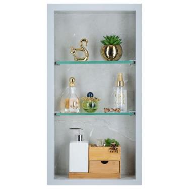 Imagem de Nicho Para Banheiro Em Porcelanato Polido Com Prateleira De Vidro  Cin