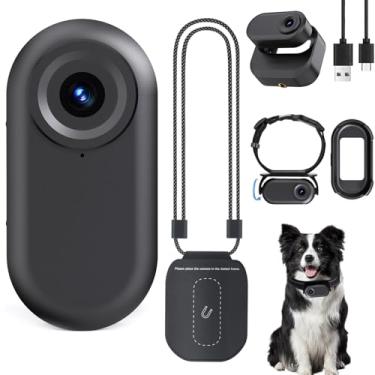 Imagem de ZOMFOM Câmera Portátil Thumb Mini 1080P Com Tela De 1,47'', Para Corpo/Esportes/Animais Estimação, Bateria Dupla Compartimento Magnético, Coleira Cachorro, Cartão 32G (Preto)