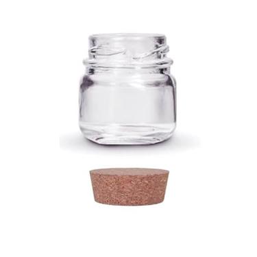 Imagem de Potinho de Vidro Redondo com Tampa Rolha 40ml - 10 unidades