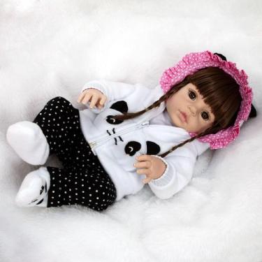 Imagem de Bebe Reborn Pandinha 100% Silicone 30 Frases Bolsa Enxoval - Cegonha R