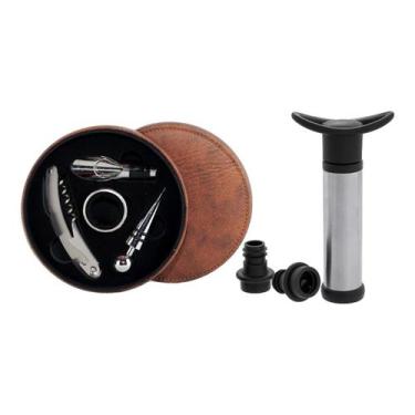Imagem de Kit Acessórios De Vinho Bomba Vácuo Bico Dosador Saca Rolhas - Kadê