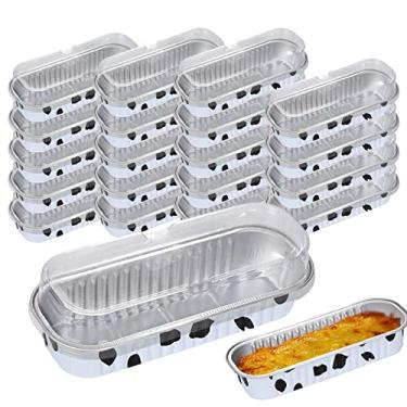 Imagem de Forma de bolo | 20 copos de alumínio antiaderentes, formas retangulares de 200 ml, formas de muffin, formas antiaderentes, formas de assar, suportes para bolos de brownie