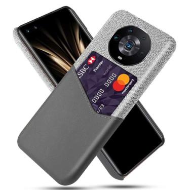 Imagem de Capa para Honor Magic4 Ultimate,Anti-deslizamento,Proteção contra quedas de 360°,Resistência à impressão digital,Tela e caso de couro PU com 1 slot de cartão atrás-Gray