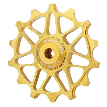 Imagem de Newmind Polia de câmbio traseiro, rolamento de cerâmica para bicicleta, roda Jockey, roda de liga de alumínio, guia de câmbio traseiro - ouro 14T