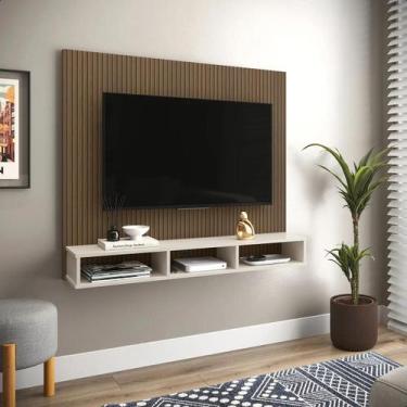 Imagem de Painel Sala De Estar Estante De Parede P/ TV Até 50" Smart Nicho Decor